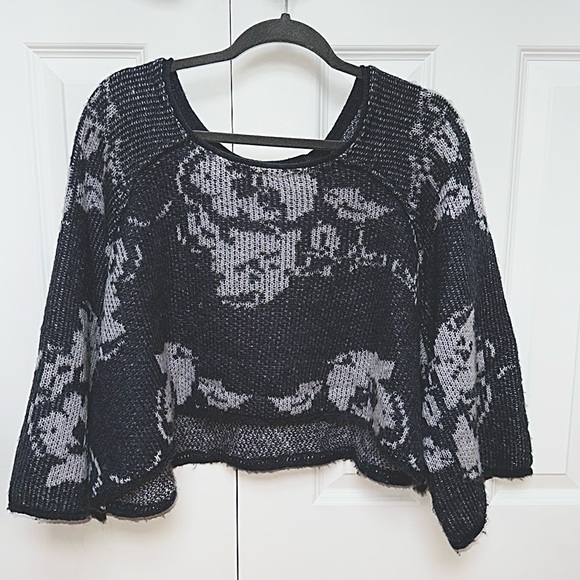 Free People Knit Rose Motif Mohair Sweater - Picture 1 of 7